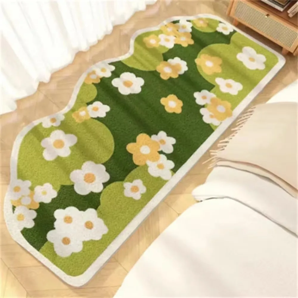 VIKAMA Fresh Floral Doormat: Insulating, Warm, and Non-Slip—Perfect for Bedside, Walk-In Closets, and Home Living Room Decor