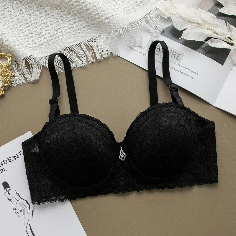 Hot 1/2 Cup Thin Underwear Small Bra Wireless Adjustable Lace Women\'s Bra Breast Cover Lace Bras