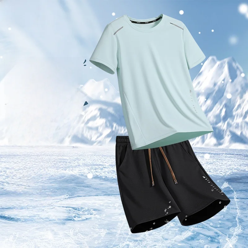 

Мужская спортивная одежда Cardanro: быстросохнущая футболка и шорты для тренировок, летний повседневный молодежный комплект, шорты с коротким рукавом