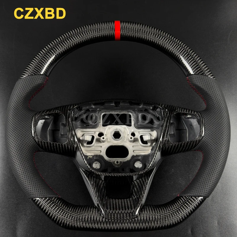 Rode marker geschikt voor Ford Fiesta ST MK8 2021 Focus matzwart koolstofvezel stuurwiel Hoge kwaliteit sportwiel aangepast