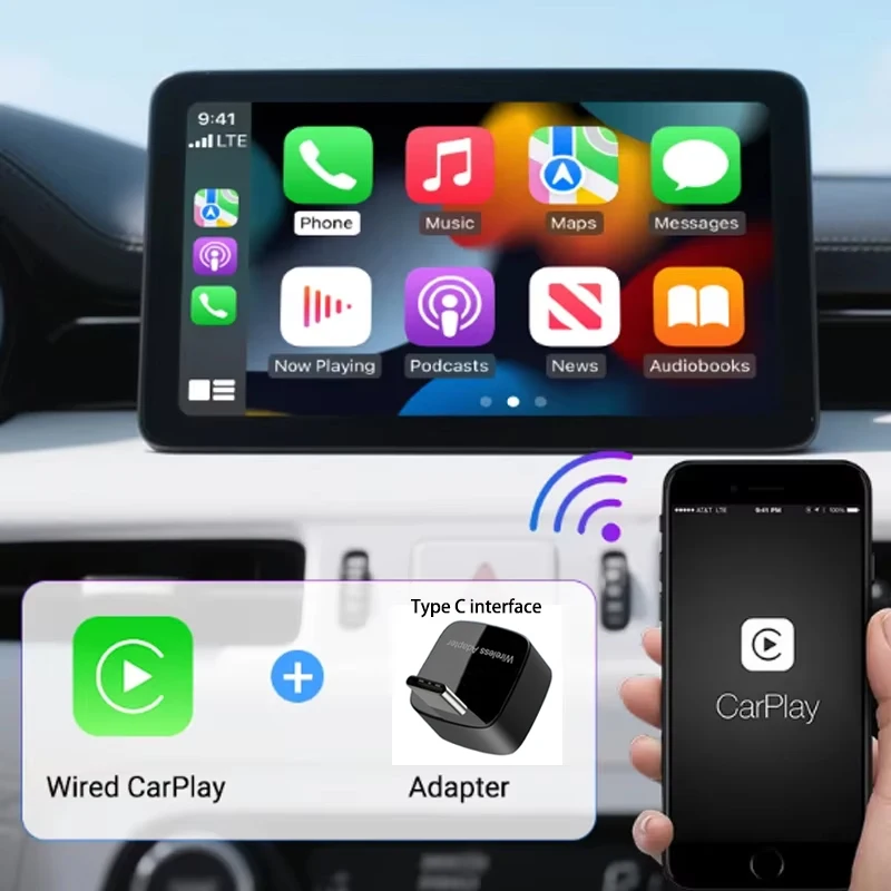 Skilldrive 2026 Upgraded Wireless CarPlay Adapter Wireless Android Auto AI Smart Box Intelligent Systems for Wired CarPlay Car
