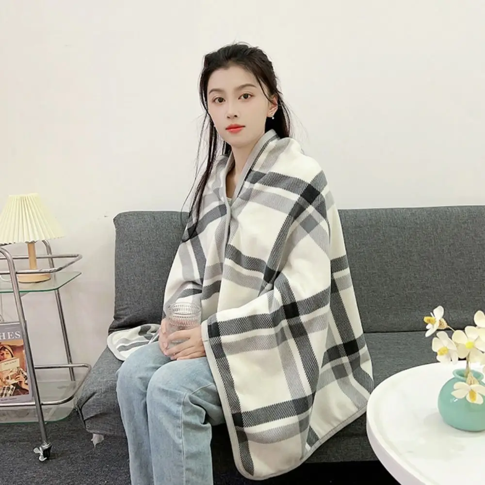 

Throw Blankets Plaid Blanket Wearable Blanket Thicken Soft Home Shawl with Button Warm Flannel Blanket Bedroom
