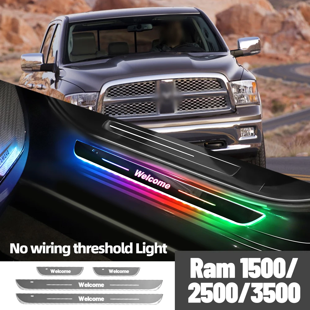 For Dodge Ram 1500 2500 3500 2002-2018 2017 Car Door Sill Light Customized Logo LED Welcome Threshold Pedal Lamp Accessories