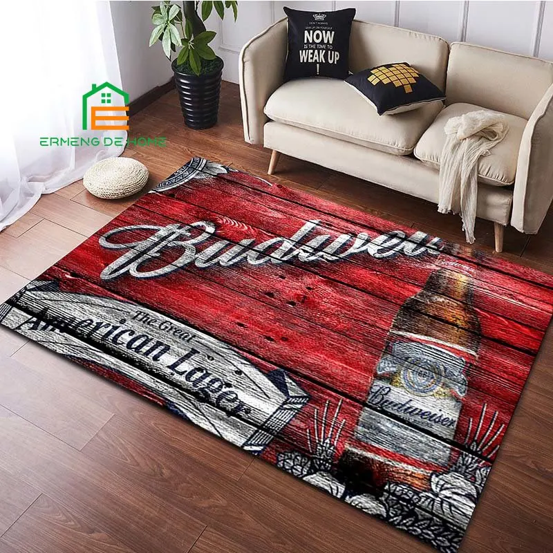 Wood Budweiser Pattern Carpets for Bedroom Living Room Kitchen Floor Mats Home Decor Non-Slip Floor Pad Rug 14 Sizes