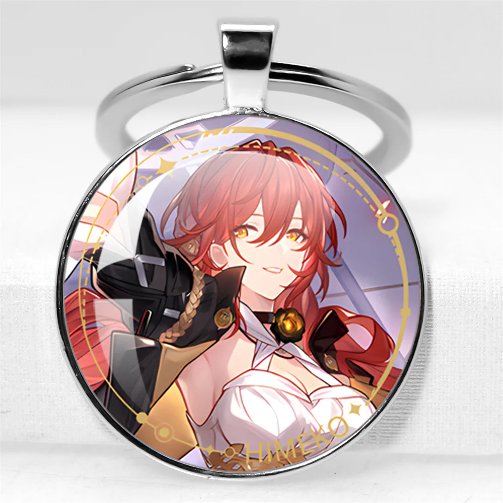 Honkai Star Rail Cosplay Keychain Cabochon Jingyuan Seele Danheng Figure Glass Cabochon Jewelry Backpack Accessories Key Ring