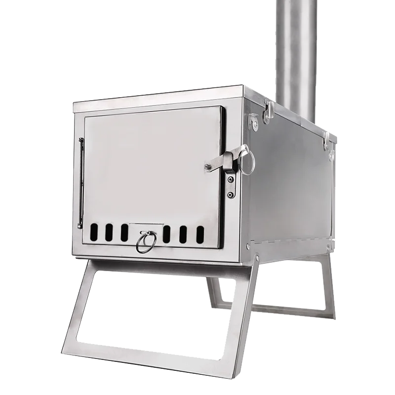 

Lightweight Folding Titanium Tent Stove Backpack Stoves With Chimney Pipe For Hot Tent Camping Cooking Heating Boiling