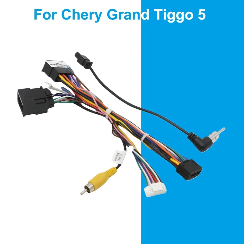 Radio Wiring Harness Adapter CAN Bus Decoder 16 Pin Plug Connector Camera In Car Android Head Unit Cable For Chery Grand Tiggo 5