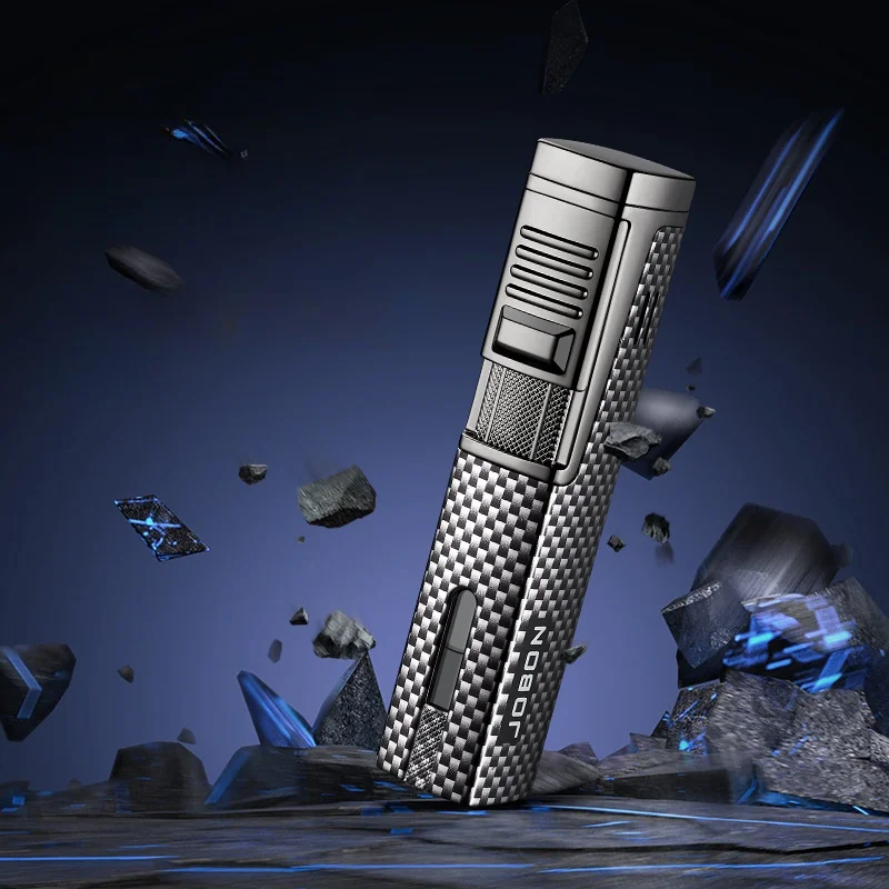 Jobon Metal Outdoor Windproof Butane Gas Lighter Strong Blue Flame Turbine Torch Spray Gun Inflatable Cigar Lighter Men's Gift