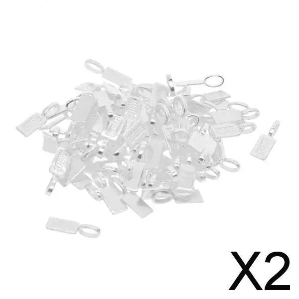 2X 50Pcs Rectangle Glue On Bail Finding 21 x 7 x 6 mm Silvery White Jewellery