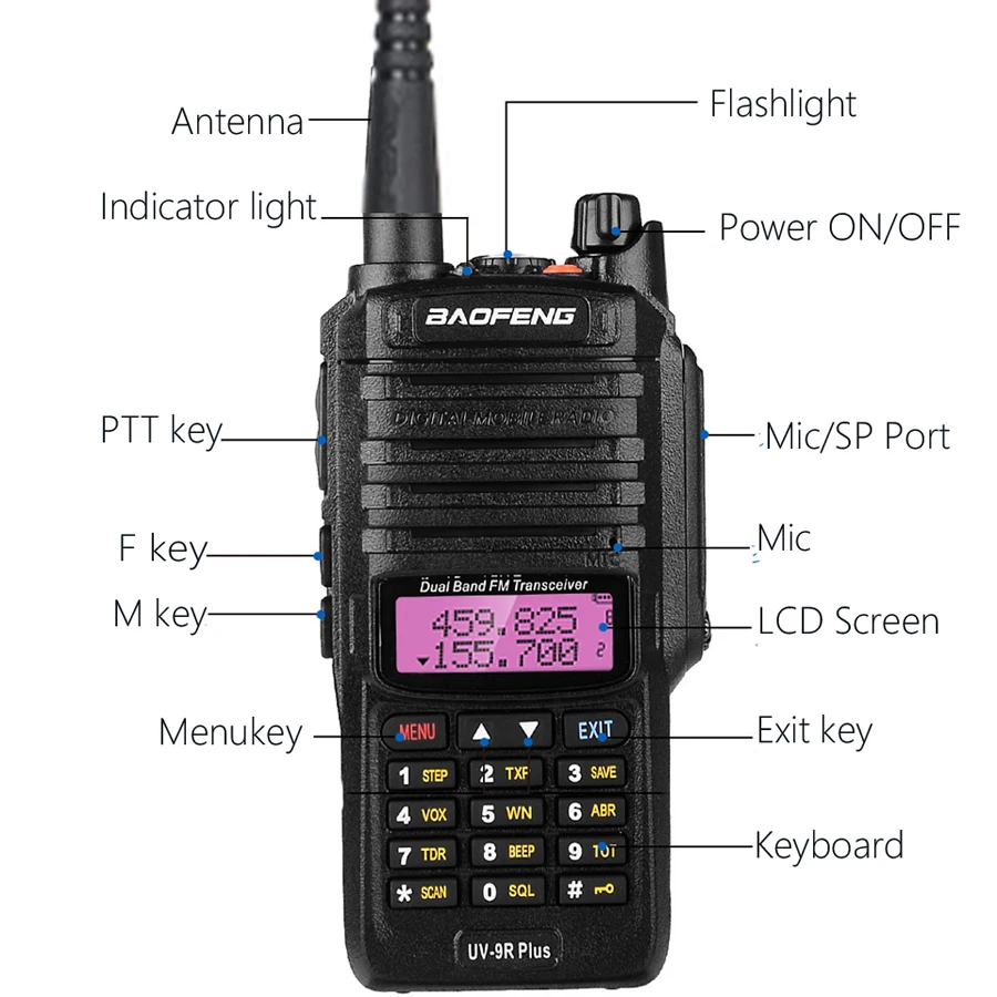 Waterproof Walkie Talkie IP68 Baofeng UV-9R Plus 10km High Power Dual Band Two Way Radio UHF VHF Portable Ham Radio UV9RPLUS - view 4