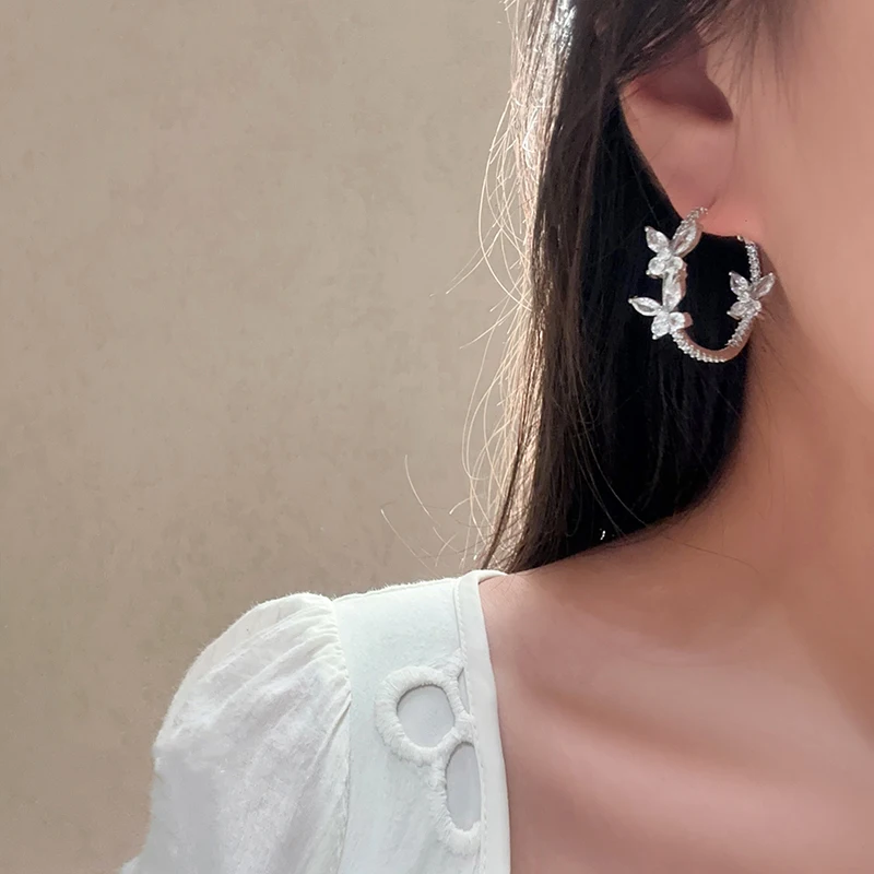 Butterfly zircon luxury earrings fashion exquisite girls summer ear accessory