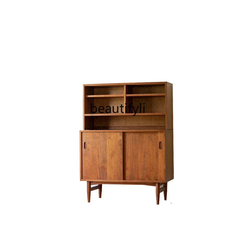 

Sideboard Cabinet Retro Nordic Solid Wood MCM Style Design Log Complete Set Danish Multifunctional Cabinet Simple furniture