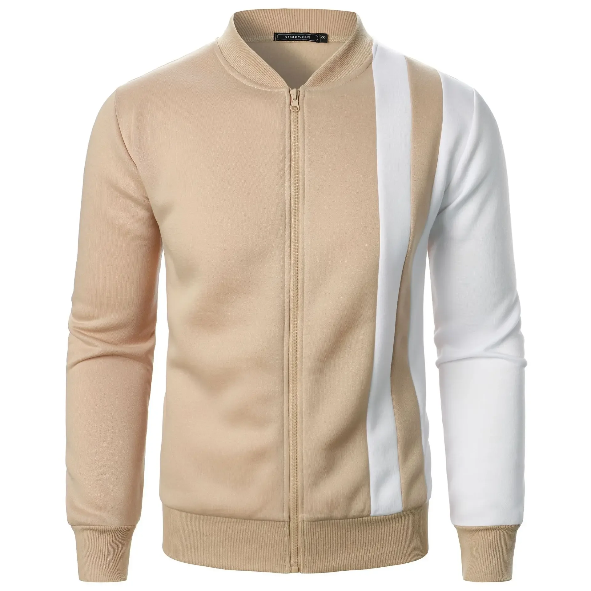 European and American Men's Zipper Stand - Collar Color - Blocking Sweatshirt A Versatile Cardigan for Autumn and Winter Leisure