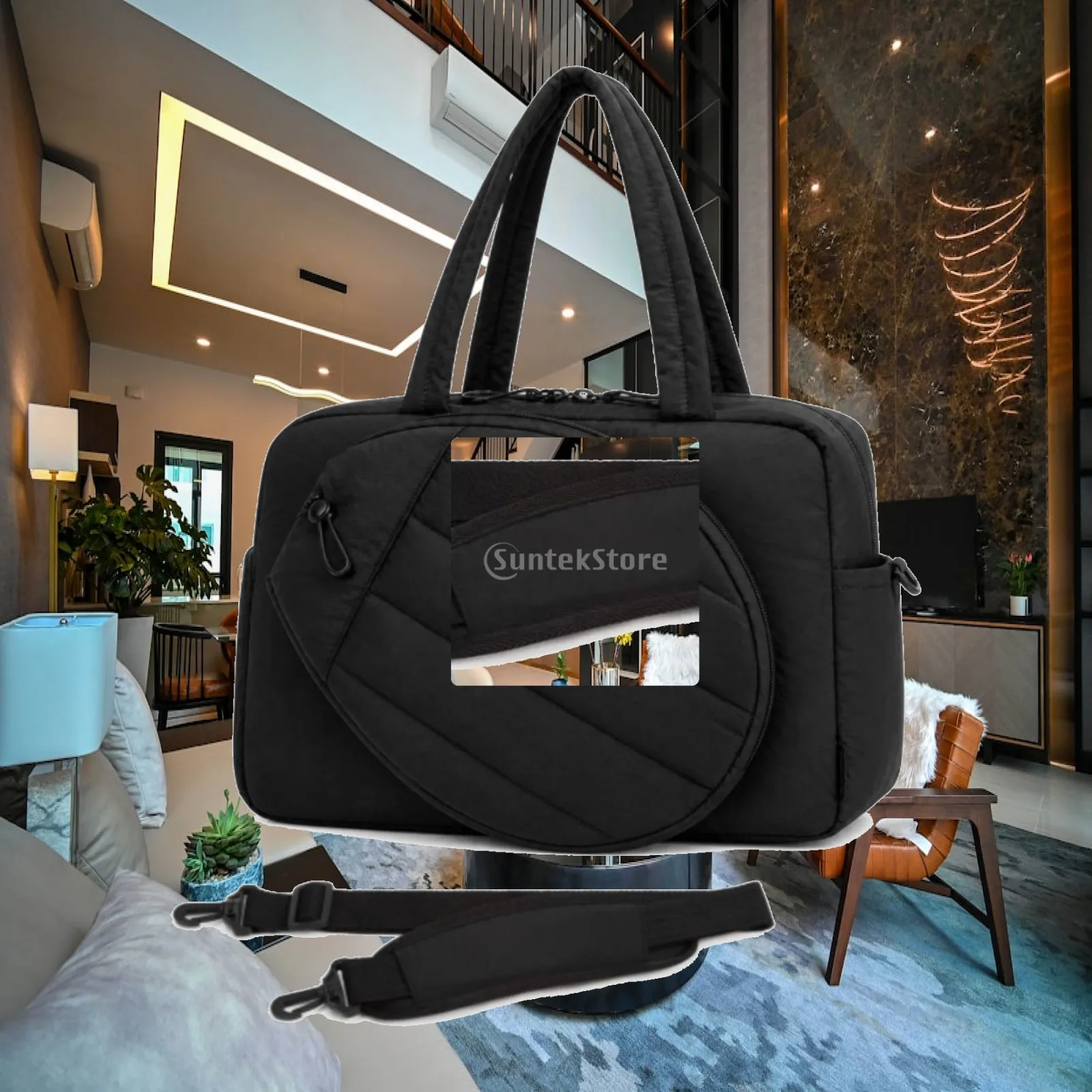 Racket Bag with Shoulder Strap Roomy Racquet Bag with Accessory Pocket Organized Long-Lasting for Tennis Players, Gym, Travel