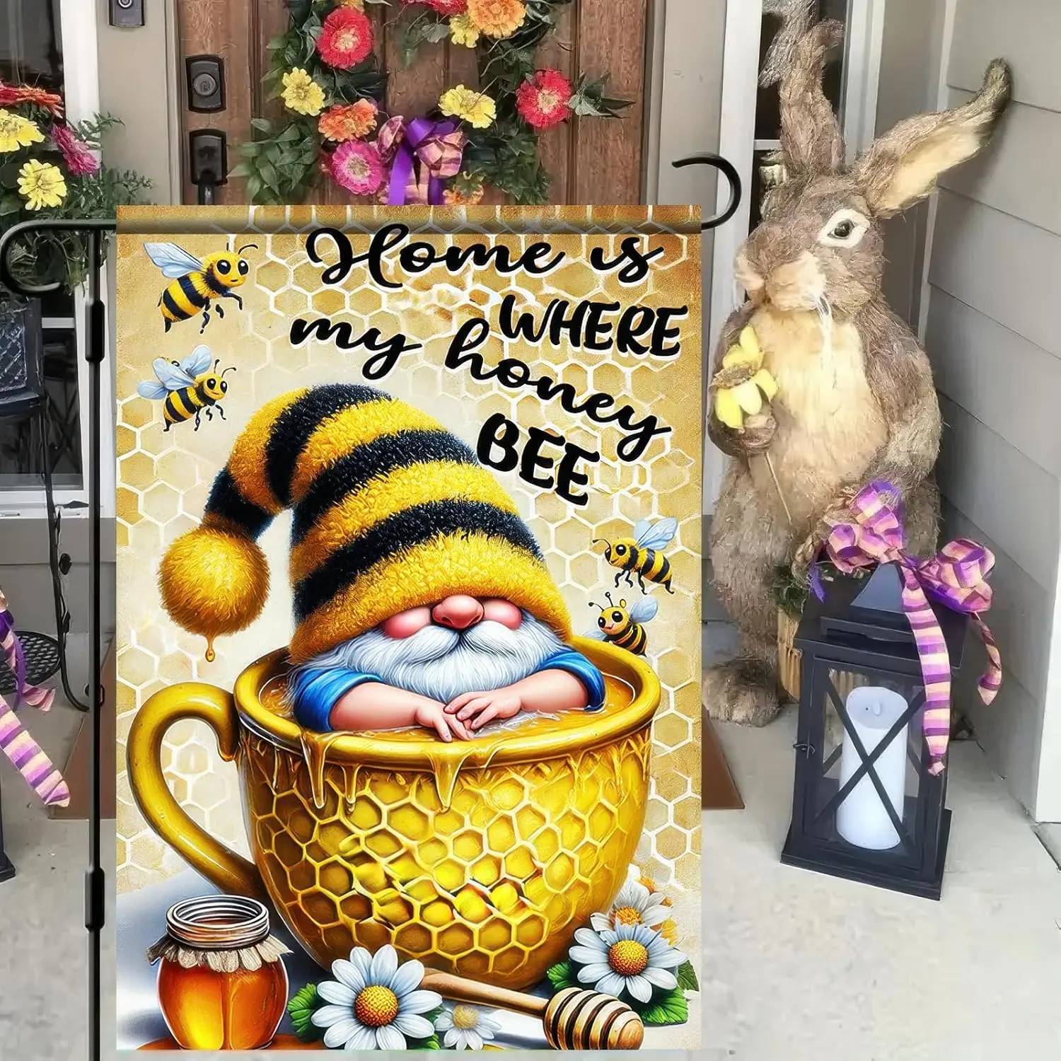 Spring Garden Flag 12x18 Double Sided Small Gnome Outdoor Decoration Decoration Welcome Spring Yard Flag Honey Chrysanthemum SSL
