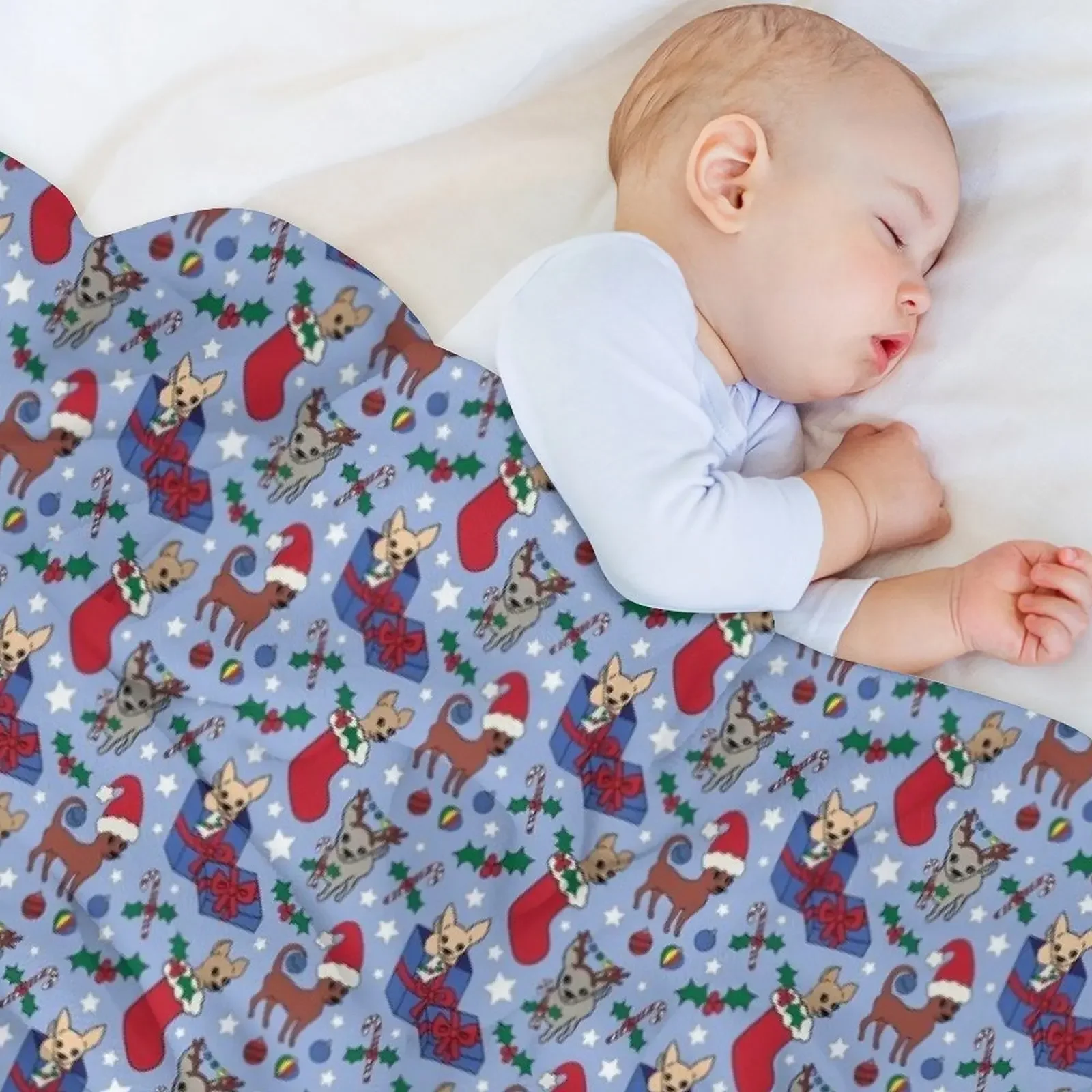 Christmas Chihuahua chihuahuas - blue Throw Blanket Sleeping Bag Heavy Sofas Bed covers Blankets