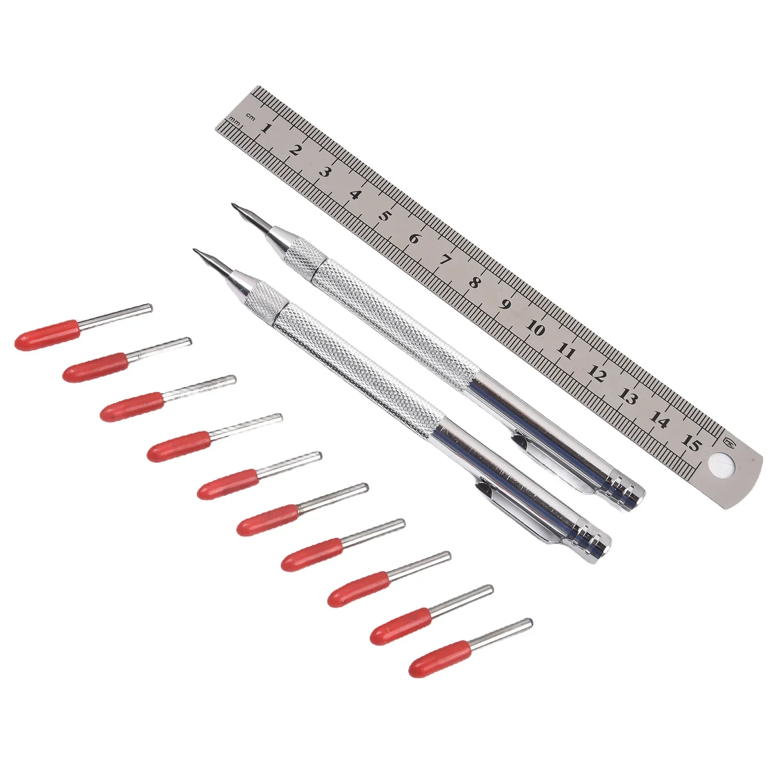 2pcs Scribing Pen With 10 Pen Tips Magnetic Glass Tile Cutter Cutting Tool Carbide Scriber Hard Metal Lettering Pen Hand Tools