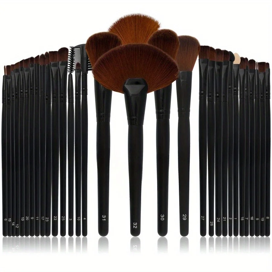 Este juego de brochas de maquillaje de 32 piezas viene con un bolso de piel sintética y instrucciones, ¡fá perfecto para un uso diario!