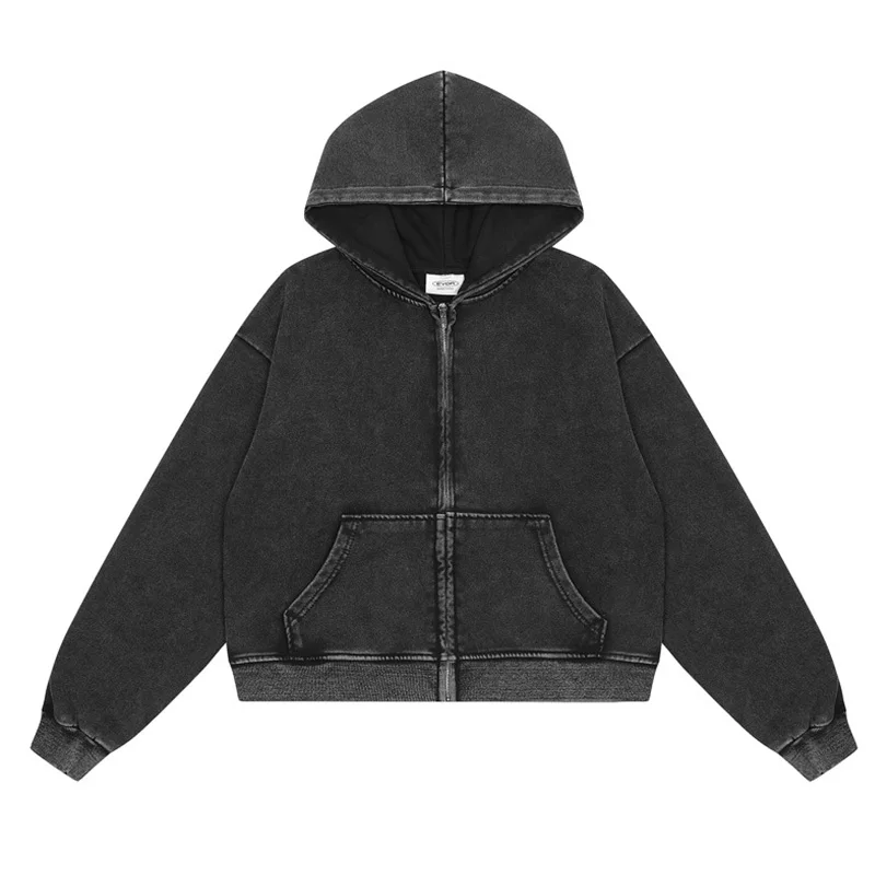 Hip Hop Oversized Black Casual Sweatshirt Spring Autumn Washed Baggy Pullover Hoodies For Male