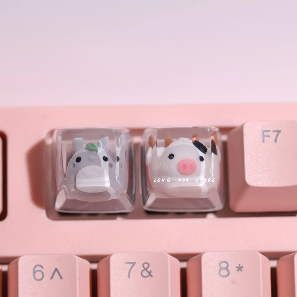 Teclas de teclado personalizadas de dibujos animados Kawaii, teclas translúcidas de Anime Cherry Mx Esc para teclado mecánico SA, tapas de teclas de eje cruzado