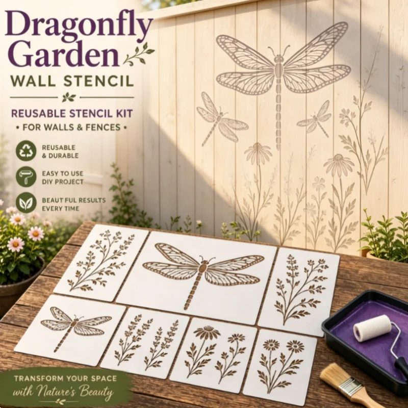 Garden Wildflower Stencil Set Birds Insects Animals Reusable Painting Stencils Modular DIY for Wood Walls Home Art Projects