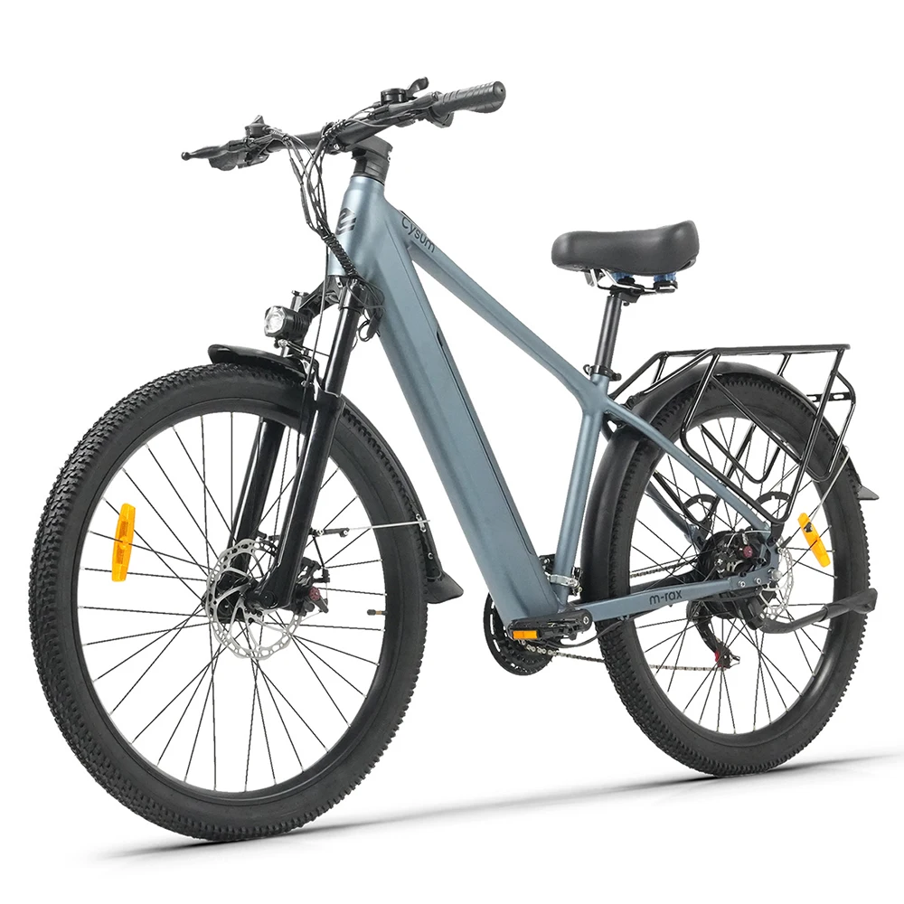 Vélo de montagne électrique Cysum M-rax – Moteur sans balais PEAK 500W, batterie longue autonomie 48V 13Ah, autonomie avec assistance au pédalage de 60-80 km, vitesse conforme aux normes européennes de 25 km/h – Conquérez facilement les sentiers de montagne, les chemins forestiers et les trajets quotidiens en ville.