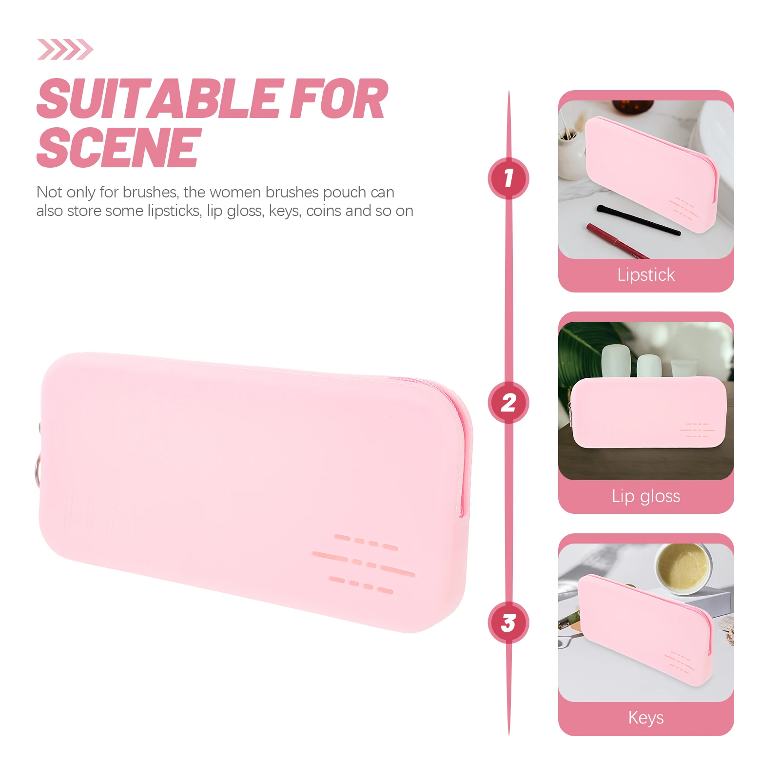 

Portable Makeup Brushes Bag Silicone Pouch Holder Brown Travel Case for Lipsticks Cosmetics Storage Organizer