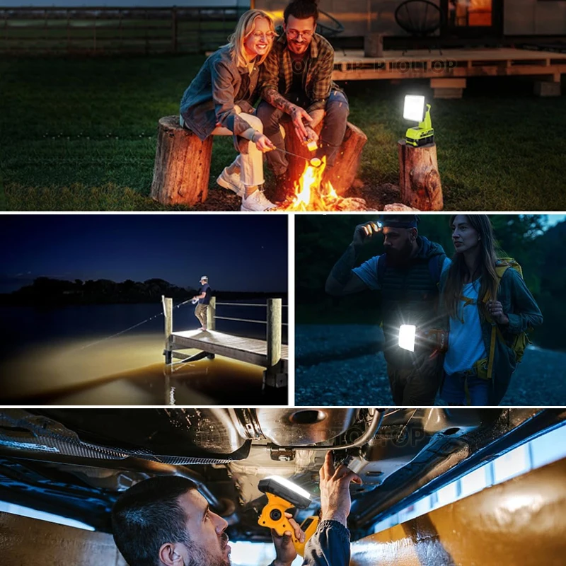 Imagem -06 - Luz de Trabalho Led sem Fios para Makita Bosch Dewalt Milwaukee Ryobi Black And Decker Craftsman 14.4v18v Li-ion Battery com Usb e Tipo-c