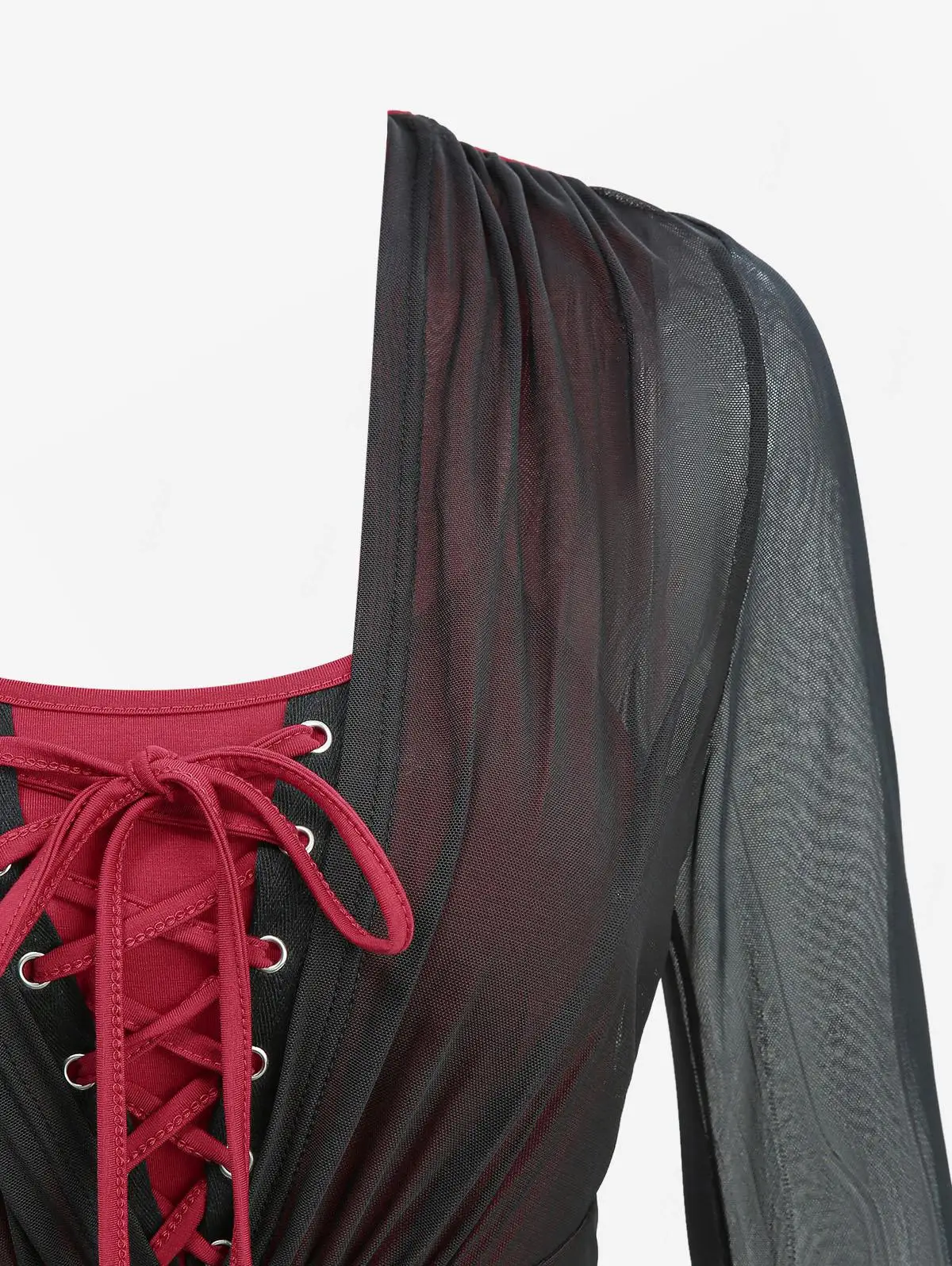 Sukienka ROSEGAL Gothic z rozkloszowanymi rękawami 2w1, siateczka, z aplikacjami z flokowanej tkaniny, sznurowana, romantyczny styl, damska suknia na specjalne okazje, Rober Vestidos