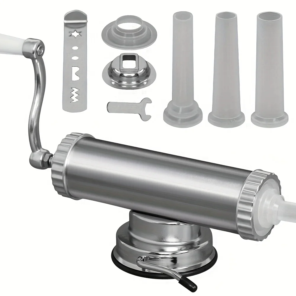 2-in-1 Aluminum Alloy Sausage Maker and Simple Cookie Press, 1Lbs Sausage Filling Machine, Horizontal Kitchen Filling Maker, Italian Cookie and Cheese Stick Maker