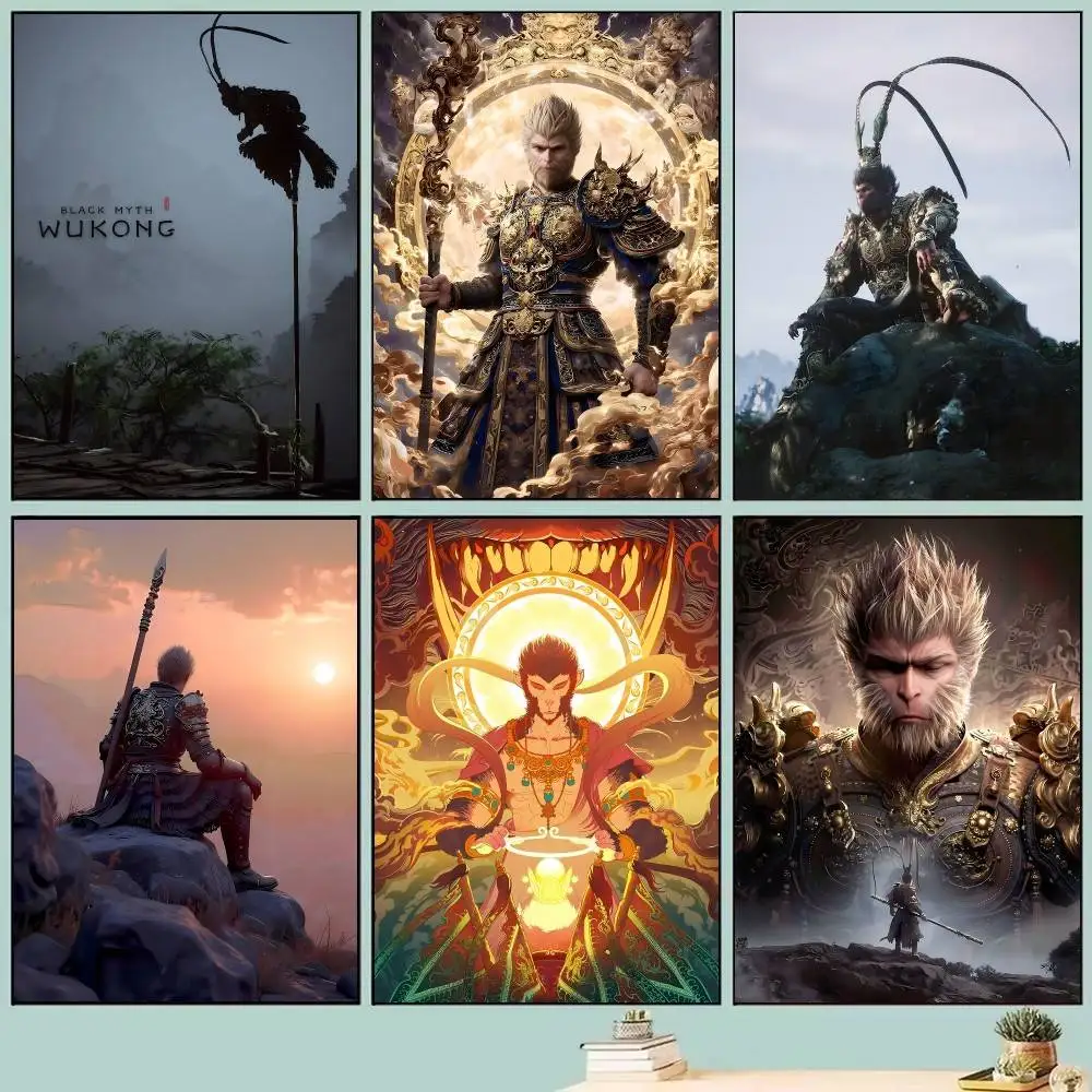 Game Black Myth W-Wukong  Posters Self Adhesive Waterproof Ideal For Living Room Bedroom Bar Decoration