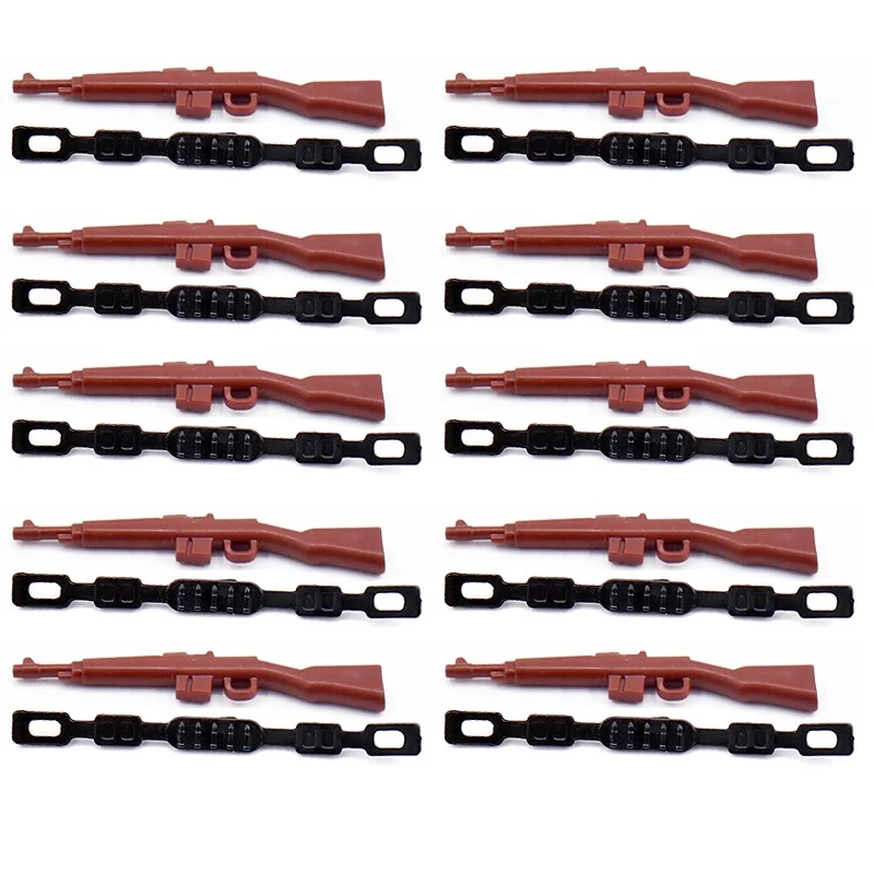 Sangle de pistolet à fusil 98K, 10 pièces, accessoires d'armes militaires, Mini figurines d'action, pistolets de soldat de la seconde guerre mondiale, blocs de construction de l'armée MOC, jouets en briques
