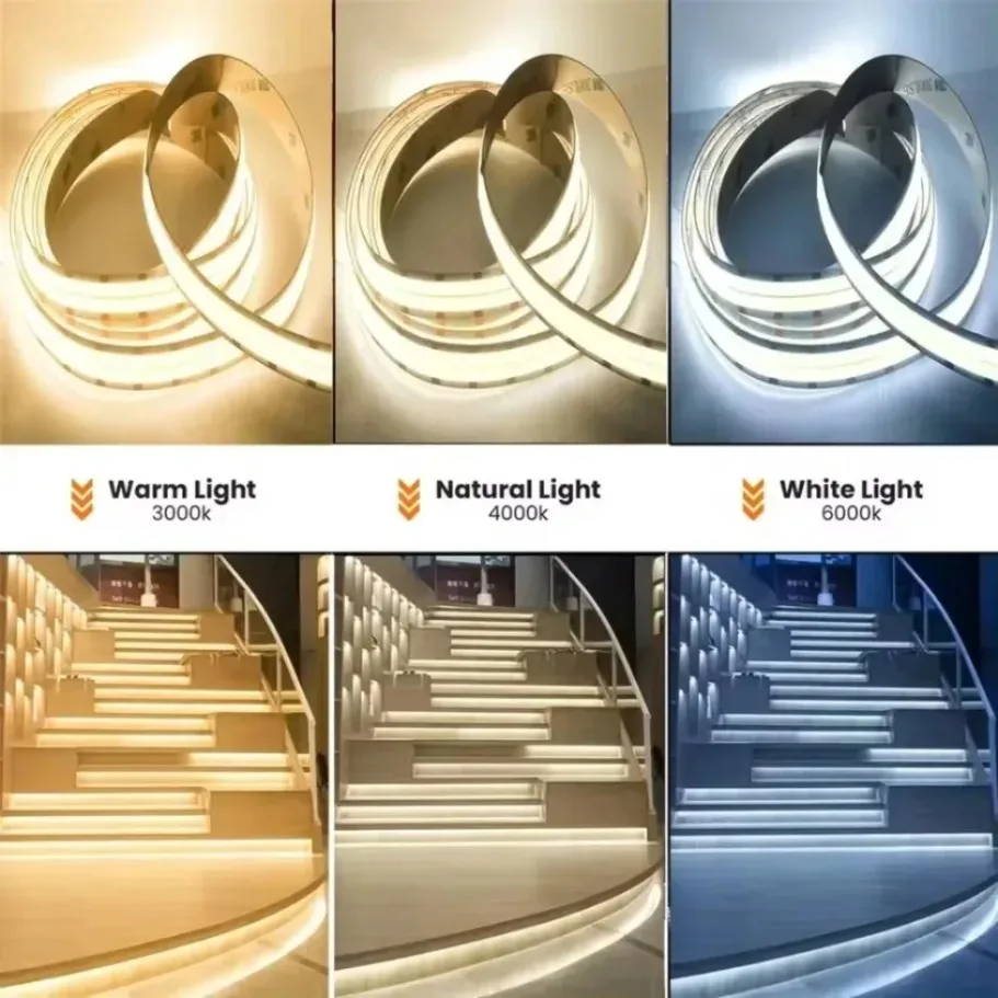 DC24V Double Row COB LED Strip 600LEDs/M 2000lm Dimmable 3000K/4000K/6000K High Bright Flexible Tape for Bedroom Decor Lighting