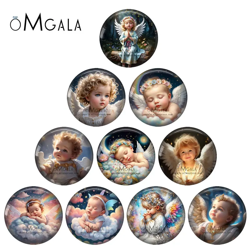 Vintage Lovely Angel Baby Art Paintings 12mm/18mm/20mm/25mm Round photo glass cabochon demo flat back Making findings