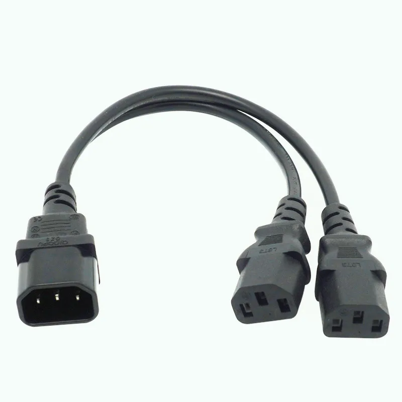 Grosir 1 Buah Kabel Adaptor Pembagi Tipe Y Daya Pendek 5-13R C14 Tunggal Ke Dual C13 5-13R 35Cm