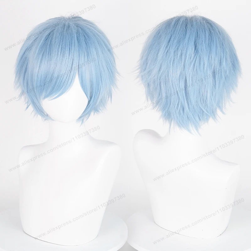 Peruka cosplay anime 30 cm krótka prosta czarno-biało-zielono-brązowo-fioletowo-niebiesko-szaro-czerwono-złota męska damska odporna na ciepło syntetyczna