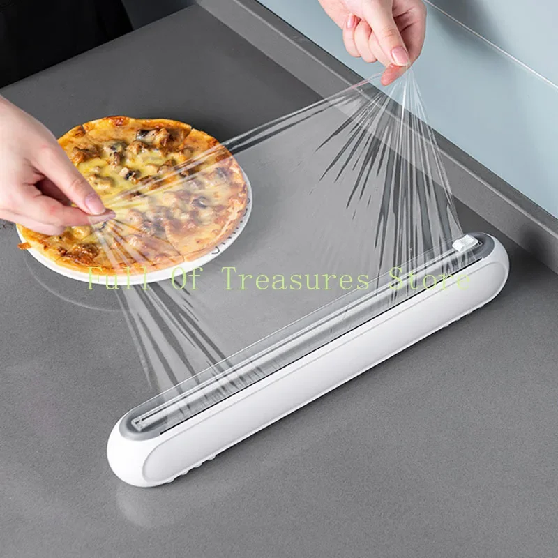 Cling Film Cutter Tinfoil Baking Paper Cutting Box Magnetic Suction Bidirectional Sliding Knife Cutter Box Kitchen Accessories