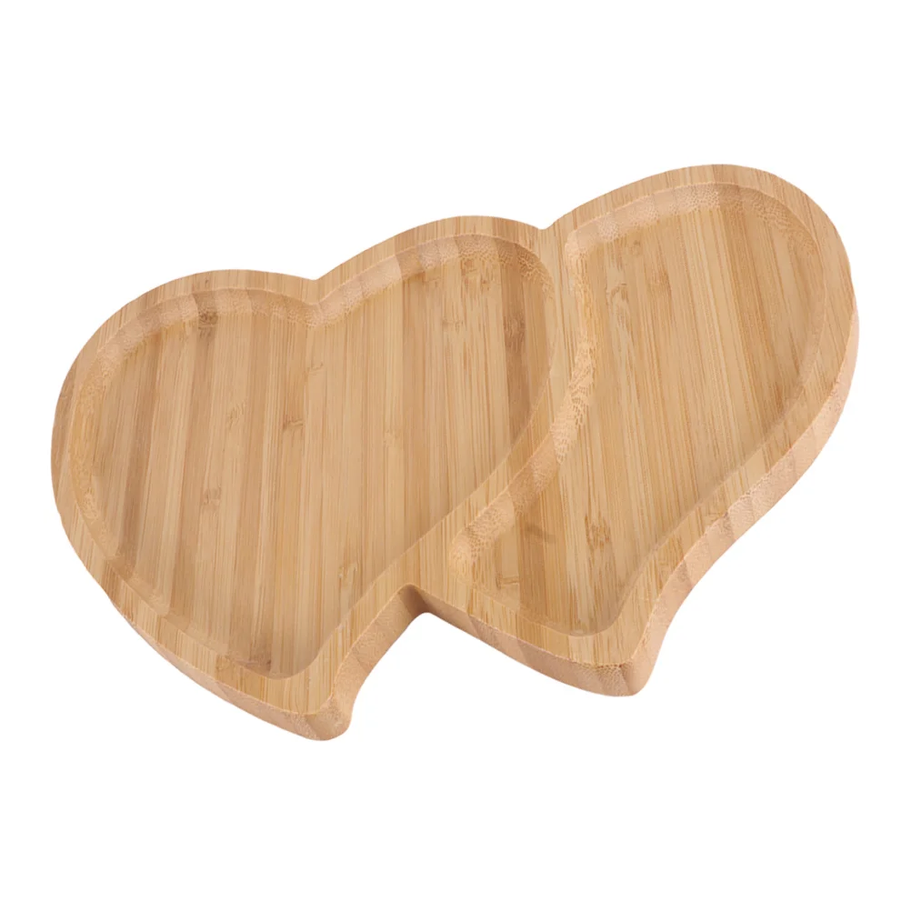 

Heart Shape Bamboo Tray Snack Plate Food Storage Dessert Serving Platter Sturdy Eco-Friendly Household Party