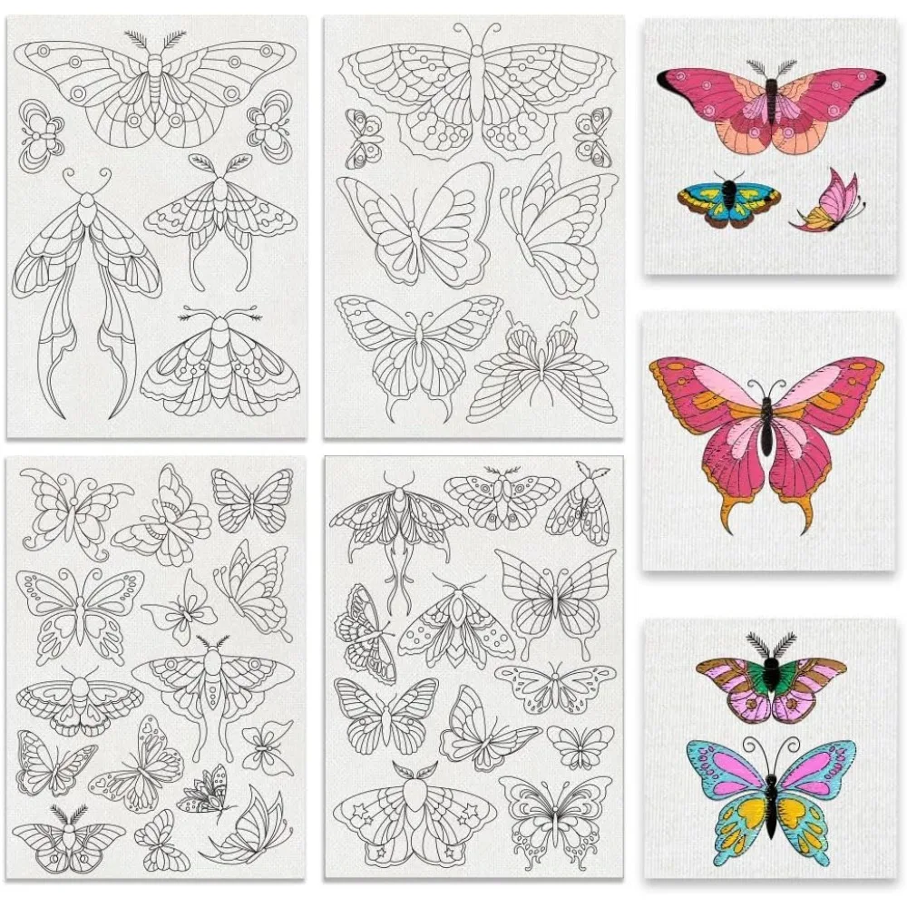 4 Blätter 11,6x8,2 Zoll Stickmuster zum Aufkleben und Aufnähen Vliesstoffe Wasserlösliche Stickstabilisatoren Schmetterling