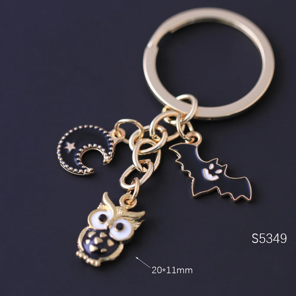 Owl Key Chain Moon Star Night Keychain For Women Colorful Enamel Car Bag Pendant Fashion Jewelry