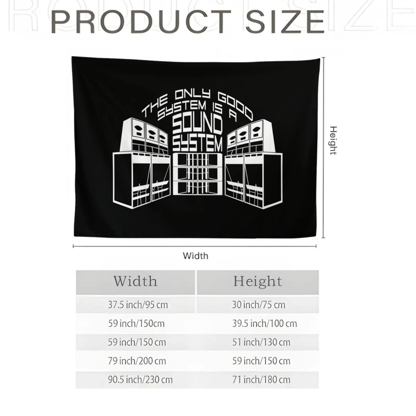 Retro Sound System Art Tapestry Wall Hanging Decor for Music Lover Stereo Audio Vinyl Records Modern Acoustic Poster Gift Room W