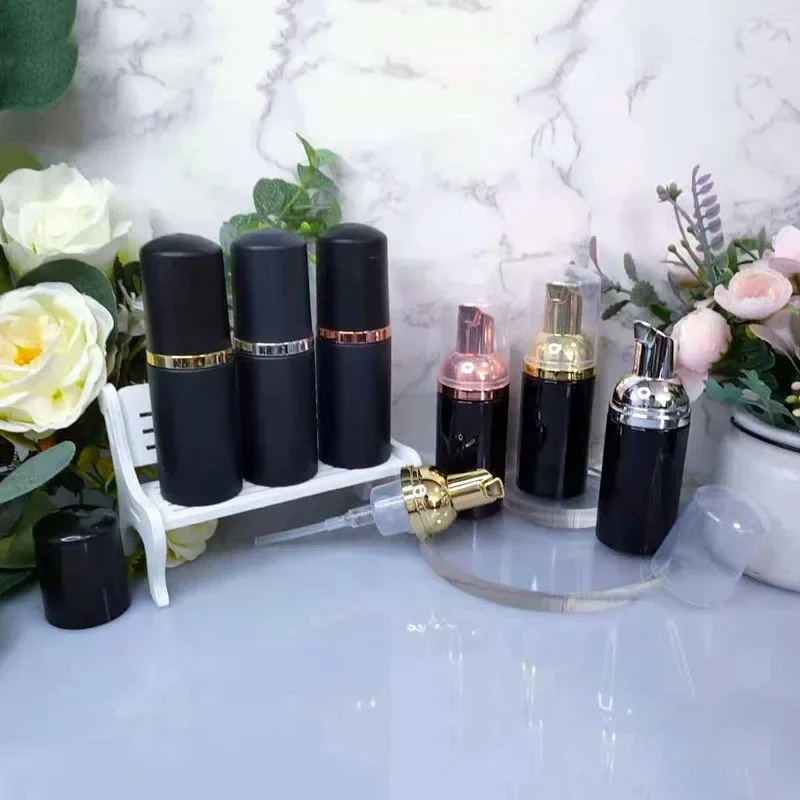 10Pcs 30ml 60ml Bright Black Plastic Foam Pump Bottle Foaming Soap Dispenser Shampoo Foam Refillable Bottle Travel Essentials
