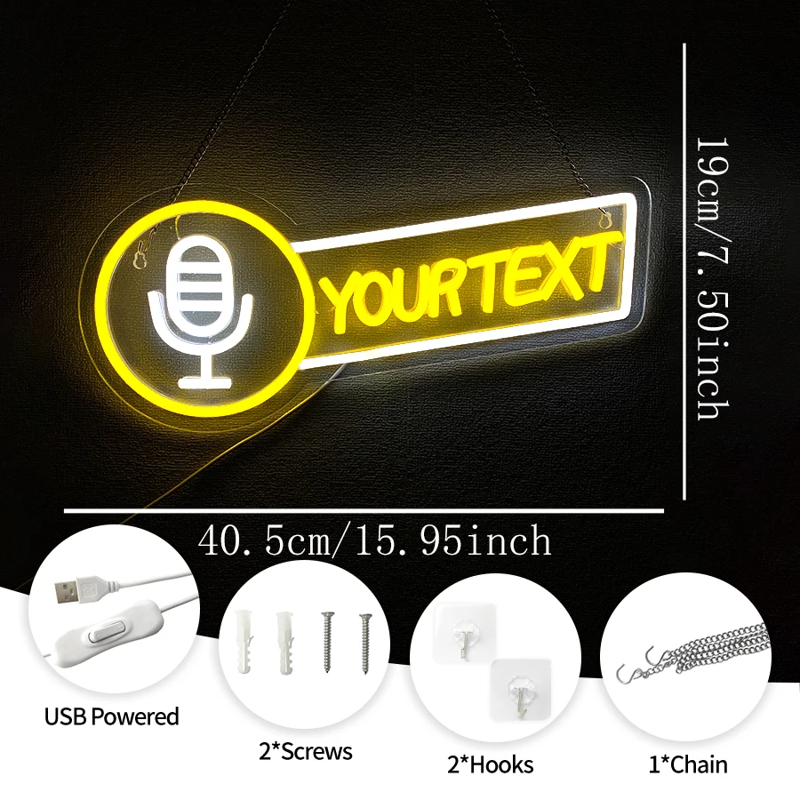 Your Text Neon Sign For Wall Decor,Light Up Sign For Music Studio,Game Room,Live Stream Room,Bar,Podcast Decor,USB Powered