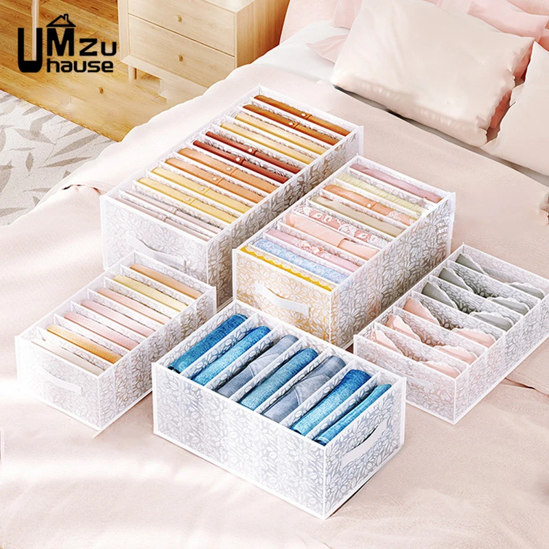 Underwear Drawer Organizers Briefs Knickers Socks Pants Tie Box Clothes Case Divider Holder Foldable Bin Wardrobe Closet Storage