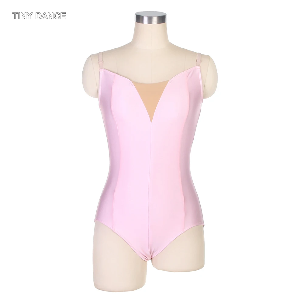 Free Shipping White Spandex Ballet Dance Leotard with V Nude Insert Dancewear for Women Bodywear Plain Leotards Nude Strap 18579