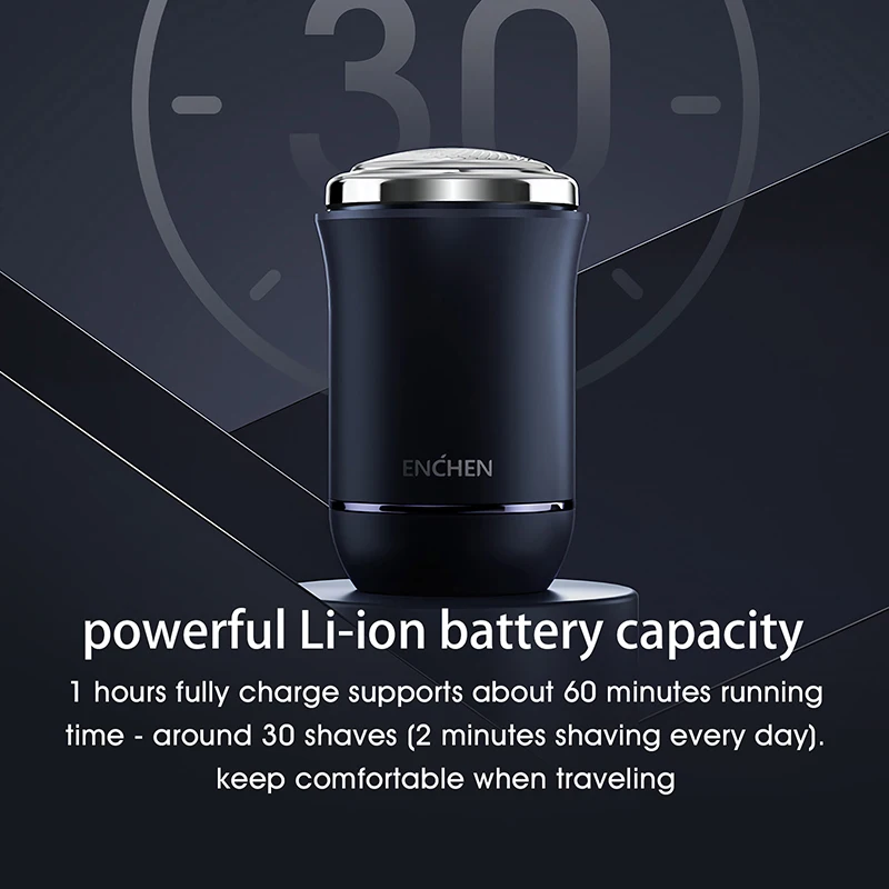 ENCHEN-남성용 미니 전기 얼굴 면도기, 충전식 면도 수염 기계 습식-건식 이중 사용 방수 여행자 전기 면도기
