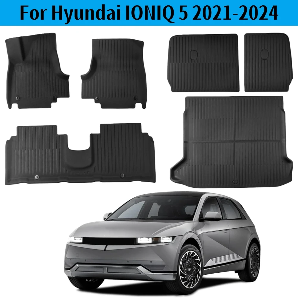 

New 3D Floor Mat For Hyundai IONIQ 5 2022 2023 2024 Custom Floor Liner Trunk Mat Fully Surrounded Footpads Waterproof Non-Slip