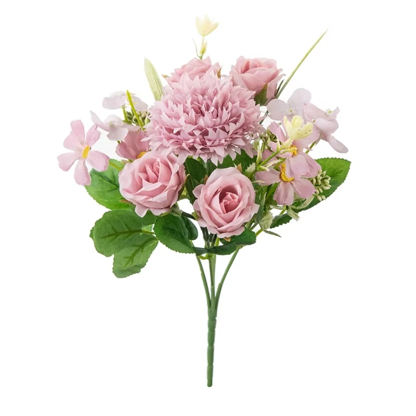 

1PC Artificial Flowers Silk Roses Wedding Wreath Home Room Festival Decor Bridal Bouquet Outdoor Courtyard Garden Party DIY Gift