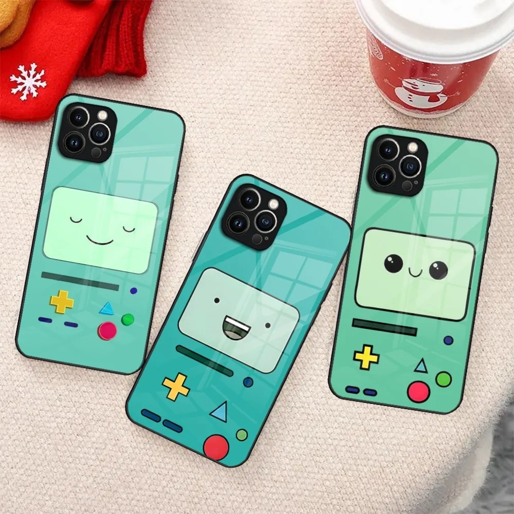 Adventure Time Cute Beemo BMO Jake Finn Phone Case For IPhone 15 14 Pro 11 13 12 Mini XS XR Max 8 7 6 Plus SE 2020 Glass Design