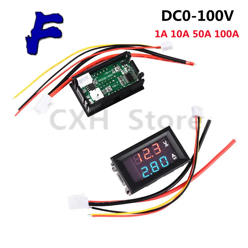 DC 100V 10A Voltmeter Digital Voltmeter Ammeter Blue + Red LED Amp Dual Digital Volt Meter Gauge Electromobile Motorcycle Car